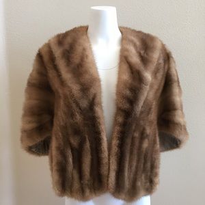 Vintage Mink Stole by The Halle Bros Co Medium Brown Fur Satin lining